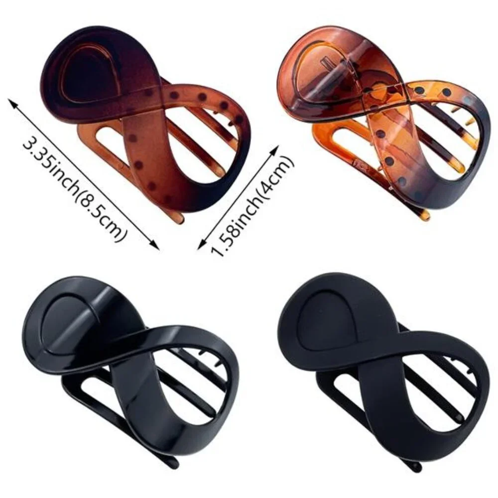 4 Pcs French Concord Flat Hair Clips, 3.35 Inch Curved Hair Claw Alligator Hair
